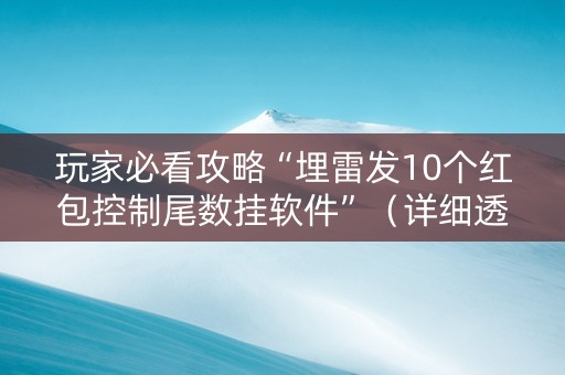 玩家必看攻略“埋雷发10个红包控制尾数挂软件”（详细透视教程）-哔哩哔哩