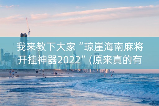 我来教下大家“琼崖海南麻将开挂神器2022”(原来真的有挂)-知乎