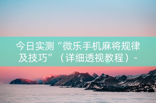 今日实测“微乐手机麻将规律及技巧”（详细透视教程）-哔哩哔哩
