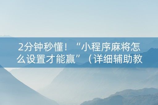 2分钟秒懂！“小程序麻将怎么设置才能赢”（详细辅助教程）-哔哩哔哩