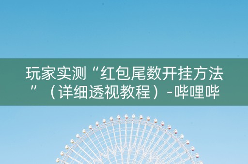玩家实测“红包尾数开挂方法”（详细透视教程）-哔哩哔哩
