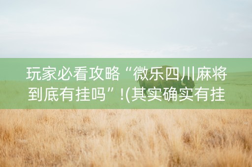 玩家必看攻略“微乐四川麻将到底有挂吗”!(其实确实有挂)-知乎