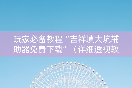 玩家必备教程“吉祥填大坑辅助器免费下载”（详细透视教程）-哔哩哔哩