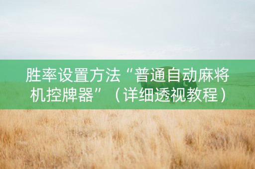 胜率设置方法“普通自动麻将机控牌器”（详细透视教程）-哔哩哔哩