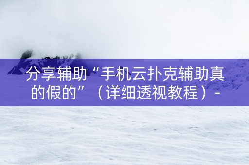 分享辅助“手机云扑克辅助真的假的”（详细透视教程）-哔哩哔哩