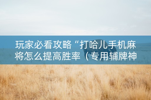 玩家必看攻略“打哈儿手机麻将怎么提高胜率（专用辅牌神器免安装）