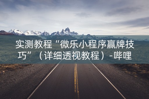 实测教程“微乐小程序赢牌技巧”（详细透视教程）-哔哩哔哩