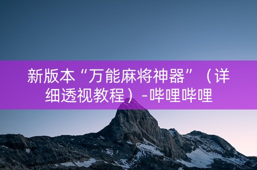 新版本“万能麻将神器”（详细透视教程）-哔哩哔哩