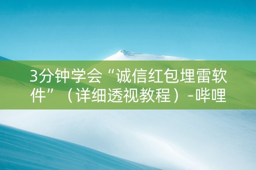 3分钟学会“诚信红包埋雷软件”（详细透视教程）-哔哩哔哩