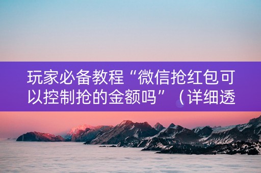 玩家必备教程“微信抢红包可以控制抢的金额吗”（详细透视教程）-哔哩哔哩