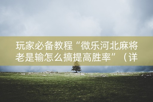 玩家必备教程“微乐河北麻将老是输怎么搞提高胜率”（详细透视教程）-哔哩哔哩