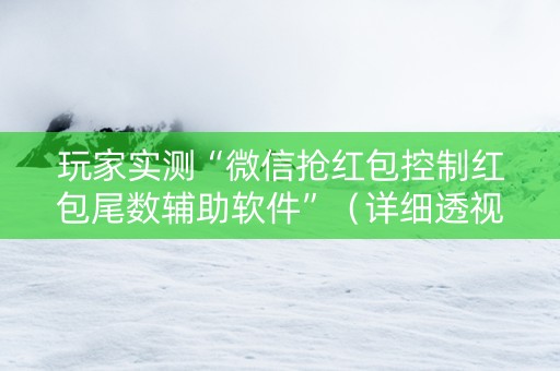 玩家实测“微信抢红包控制红包尾数辅助软件”（详细透视教程）-哔哩哔哩