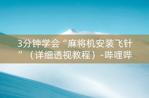 3分钟学会“麻将机安装飞针”（详细透视教程）-哔哩哔哩