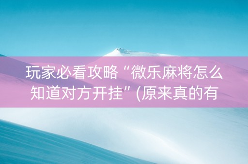 玩家必看攻略“微乐麻将怎么知道对方开挂”(原来真的有挂)-知乎