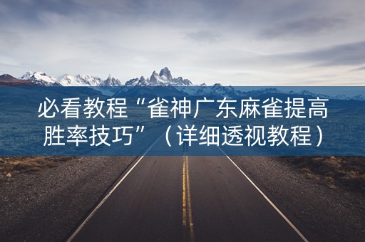 必看教程“雀神广东麻雀提高胜率技巧”（详细透视教程）-哔哩哔哩