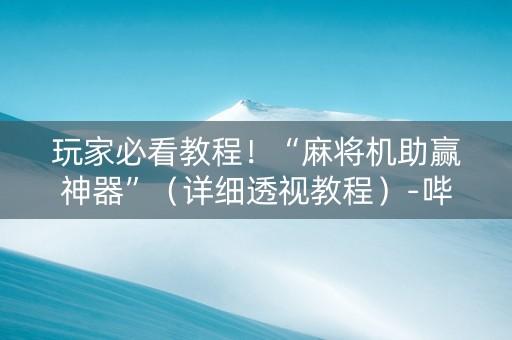 玩家必看教程！“麻将机助赢神器”（详细透视教程）-哔哩哔哩