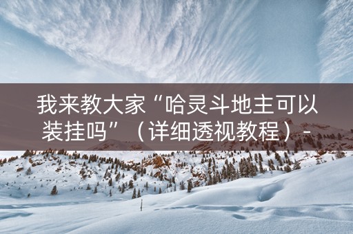 我来教大家“哈灵斗地主可以装挂吗”（详细透视教程）-哔哩哔哩