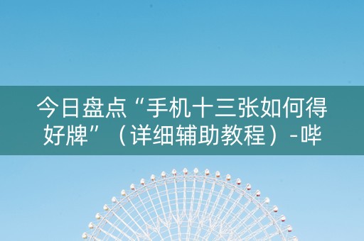 今日盘点“手机十三张如何得好牌”（详细辅助教程）-哔哩哔哩