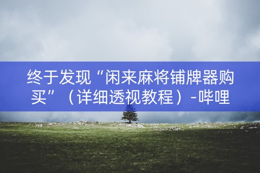 终于发现“闲来麻将铺牌器购买”（详细透视教程）-哔哩哔哩