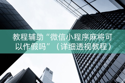 教程辅助“微信小程序麻将可以作假吗”（详细透视教程）-哔哩哔哩