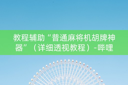 教程辅助“普通麻将机胡牌神器”（详细透视教程）-哔哩哔哩