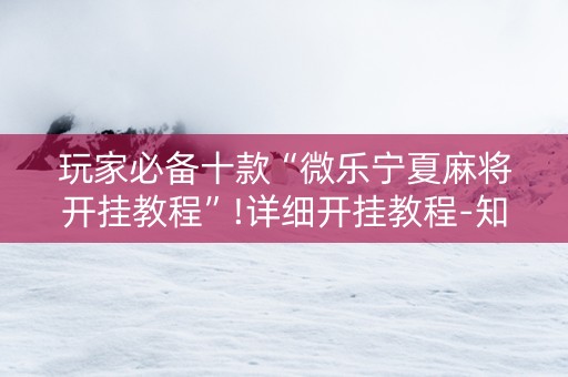 玩家必备十款“微乐宁夏麻将开挂教程”!详细开挂教程-知乎