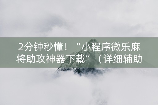 2分钟秒懂！“小程序微乐麻将助攻神器下载”（详细辅助教程）-哔哩哔哩