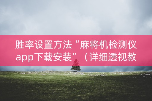 胜率设置方法“麻将机检测仪app下载安装”（详细透视教程）-哔哩哔哩
