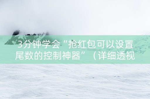 3分钟学会“抢红包可以设置尾数的控制神器”（详细透视教程）-哔哩哔哩