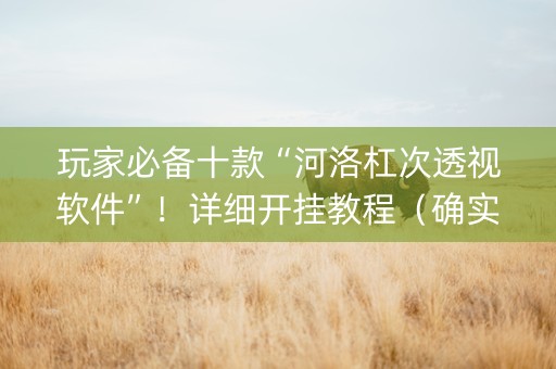 玩家必备十款“河洛杠次透视软件”！详细开挂教程（确实真的有挂)-知乎