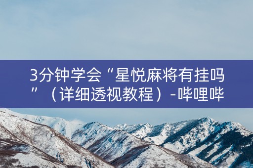 3分钟学会“星悦麻将有挂吗”（详细透视教程）-哔哩哔哩