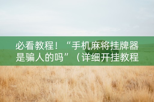 必看教程！“手机麻将挂牌器是骗人的吗”（详细开挂教程）-哔哩哔哩