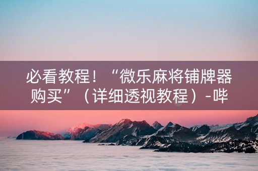 必看教程！“微乐麻将铺牌器购买”（详细透视教程）-哔哩哔哩