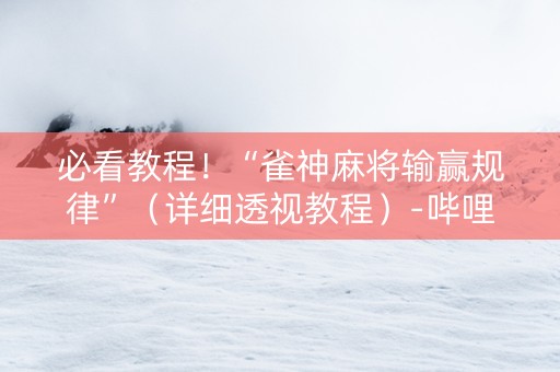 必看教程！“雀神麻将输赢规律”（详细透视教程）-哔哩哔哩