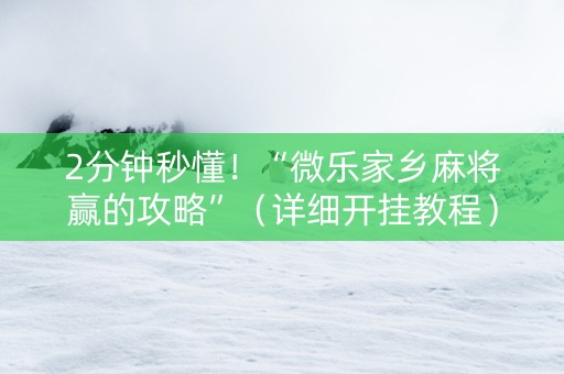 2分钟秒懂！“微乐家乡麻将赢的攻略”（详细开挂教程）-哔哩哔哩
