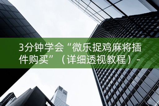 3分钟学会“微乐捉鸡麻将插件购买”（详细透视教程）-哔哩哔哩