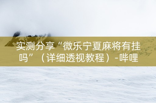 实测分享“微乐宁夏麻将有挂吗”（详细透视教程）-哔哩哔哩