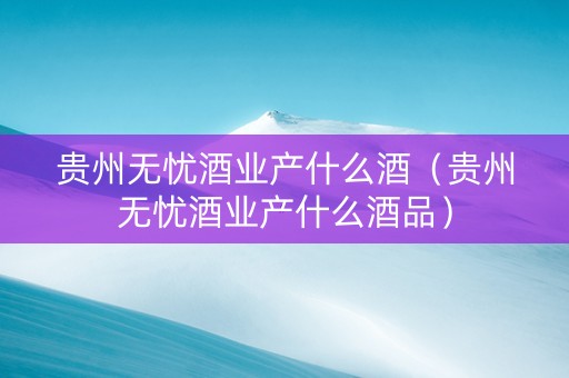 贵州无忧酒业产什么酒（贵州无忧酒业产什么酒品）