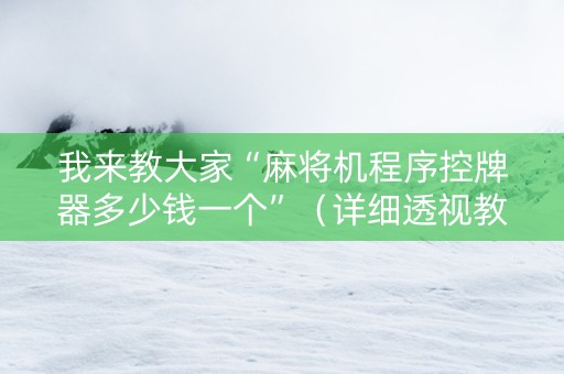 我来教大家“麻将机程序控牌器多少钱一个”（详细透视教程）-哔哩哔哩