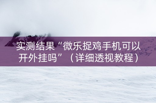 实测结果“微乐捉鸡手机可以开外挂吗”（详细透视教程）-哔哩哔哩