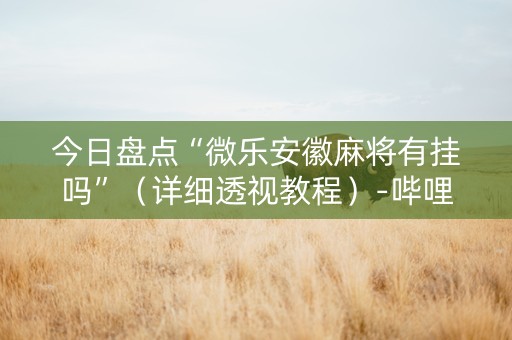 今日盘点“微乐安徽麻将有挂吗”（详细透视教程）-哔哩哔哩