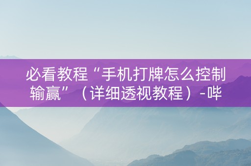 必看教程“手机打牌怎么控制输赢”（详细透视教程）-哔哩哔哩