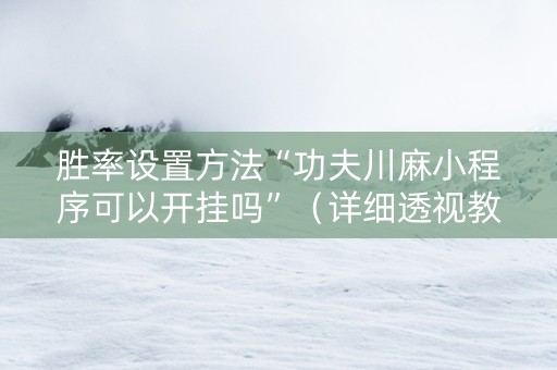 胜率设置方法“功夫川麻小程序可以开挂吗”（详细透视教程）-哔哩哔哩
