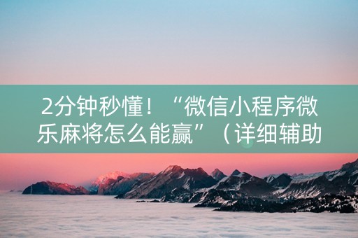 2分钟秒懂！“微信小程序微乐麻将怎么能赢”（详细辅助教程）-哔哩哔哩