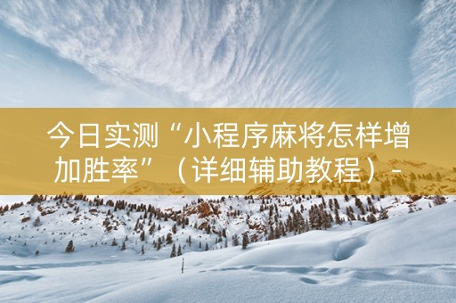 今日实测“小程序麻将怎样增加胜率”（详细辅助教程）-哔哩哔哩