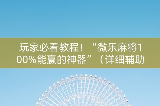 玩家必看教程！“微乐麻将100%能赢的神器”（详细辅助教程）-哔哩哔哩