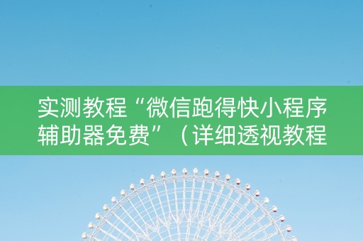 实测教程“微信跑得快小程序辅助器免费”（详细透视教程）-哔哩哔哩