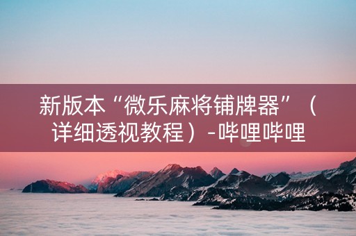 新版本“微乐麻将铺牌器”（详细透视教程）-哔哩哔哩