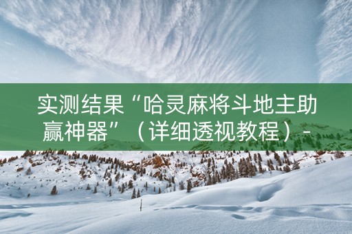 实测结果“哈灵麻将斗地主助赢神器”（详细透视教程）-哔哩哔哩
