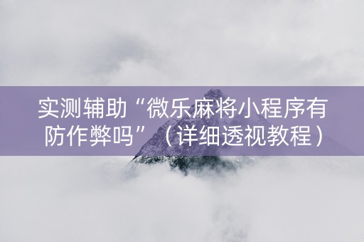 实测辅助“微乐麻将小程序有防作弊吗”（详细透视教程）-哔哩哔哩